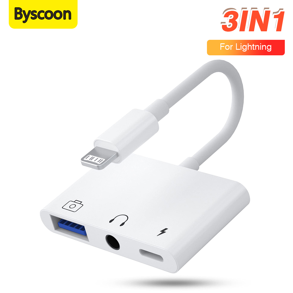 Transmission Jack Adapter - Конвертер 3-в-1 Lightning-USB 3.0 с разъемом